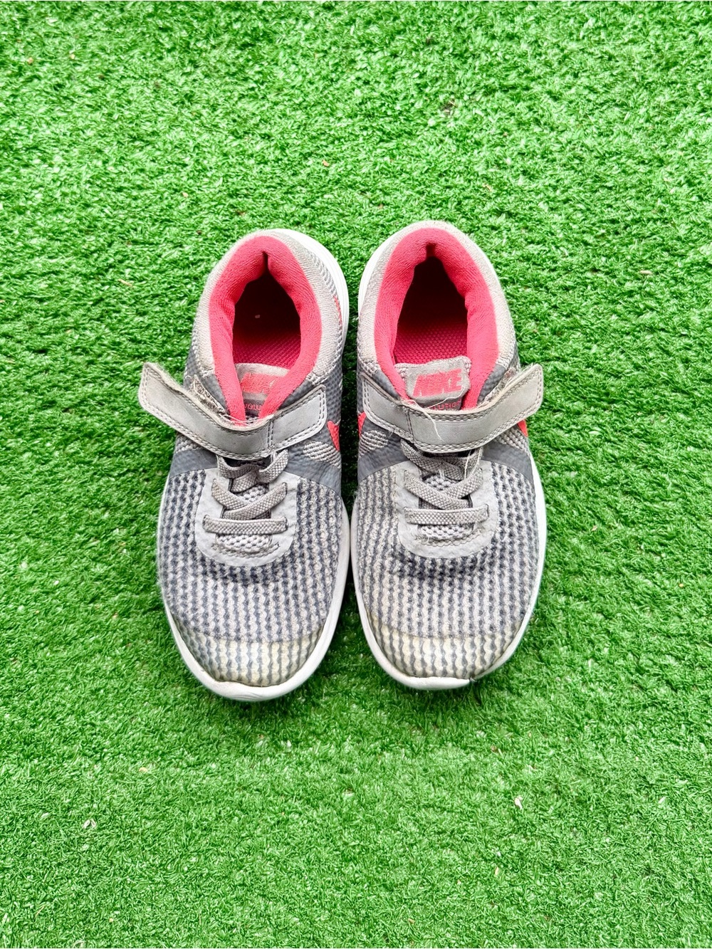 Nike Revolution Gray Pink Kids Athletic Running Sneakers Shoes Kids' US 12C